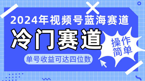 2024视频号冷门蓝海赛道，操作简单 单号收益可达四位数（教程+素材+工具）-侠客资源