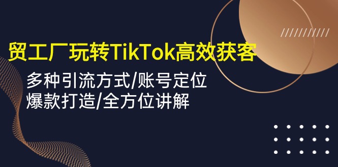 外贸工厂玩转TikTok高效获客，多种引流方式/账号定位/爆款打造/全方位讲解-侠客资源