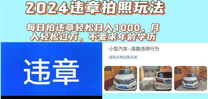 最新违章拍照+推广躺赚双模式玩法日入1000+-侠客资源