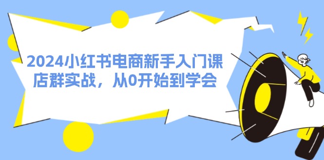 2024小红书电商新手入门课，店群实战，从0开始到学会（31节）-侠客资源