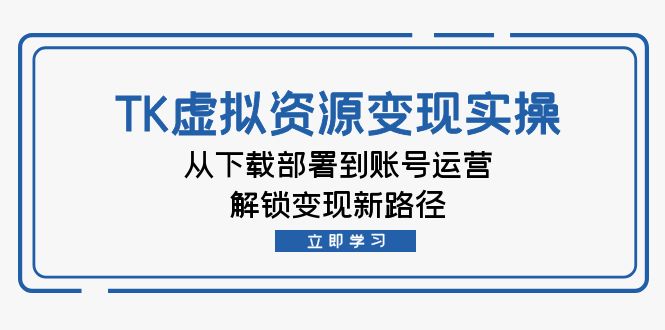 TK虚拟资料变现实操：从下载部署到账号运营，解锁变现新路径-侠客资源