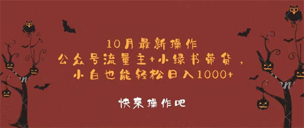 10月最新操作，公众号流量主+小绿书带货，小白轻松日入1000+-侠客资源