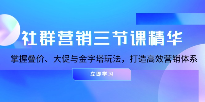 社群营销：掌握叠价、大促与金字塔玩法，打造高效营销体系-侠客资源