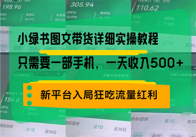 小绿书图文带货详细实操教程，只需要一部手机，一天收入500+，轻松变现-侠客资源