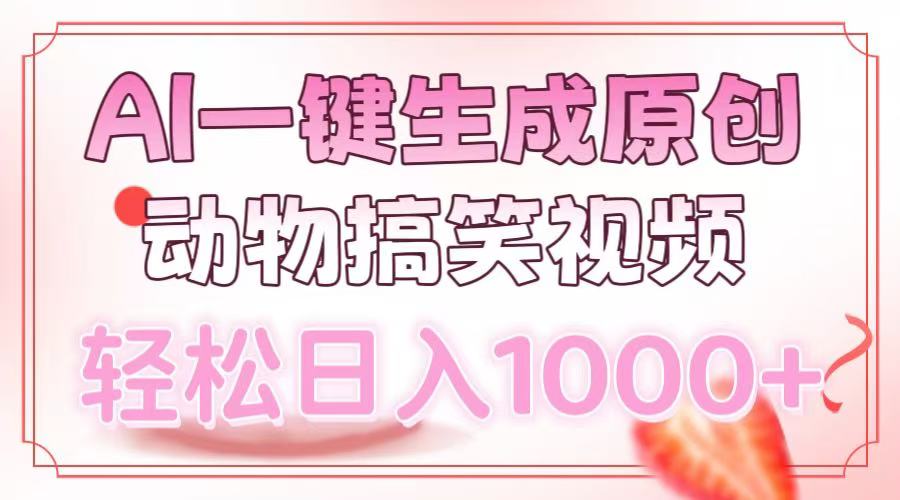 AI一键生成原创动物搞笑视频，轻松日入1000+-侠客资源