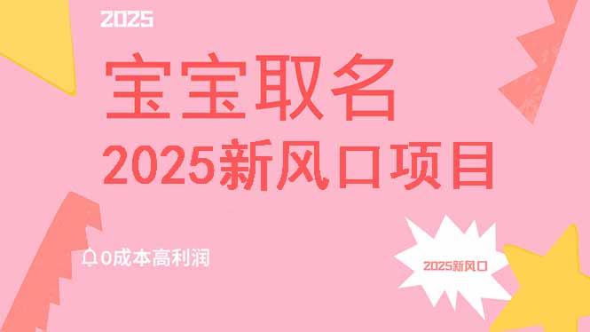 2025新风口项目宝宝取名，0成本高利润，附保姆级教程，月入过万不是梦-侠客资源