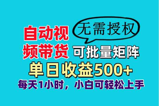 自动视频带货，可批量矩阵，单日收益500+-侠客资源