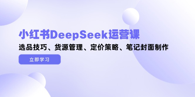 小红书DeepSeek运营课大揭秘！选品、货源、定价、封面全攻略来啦-侠客资源