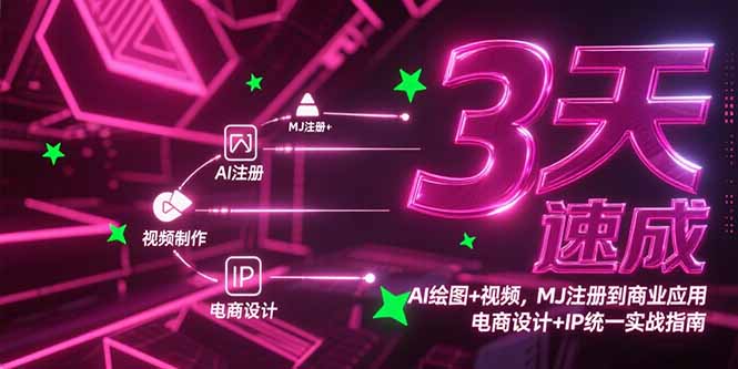 快速上手：AI绘图+视频全流程，MJ注册至电商IP统一商业应用指南-侠客资源