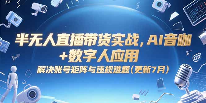 半无人直播带货深度实战:AI音咖与数字人玩法轻松搞定账号矩阵与违规大麻烦-侠客资源