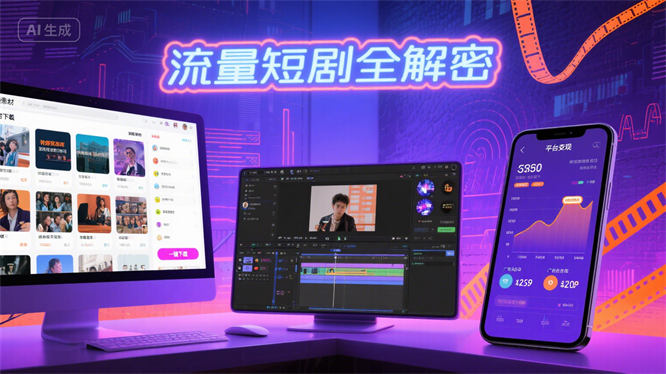 流量短剧全解密：素材下载秘籍、爆款剪辑诀窍与平台变现指南-侠客资源