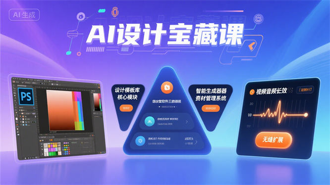 AI设计宝藏课:PS创成式填充轻松上手,萤火虫三核心模块全掌握,视频音频延长超实用!-侠客资源