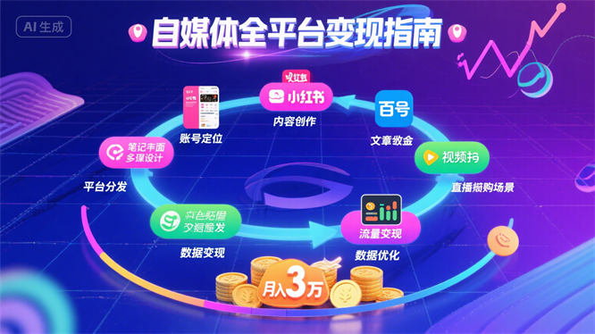 深度剖析自媒体全平台：小红书、百家号、视频号等月入3万变现流程指南-侠客资源