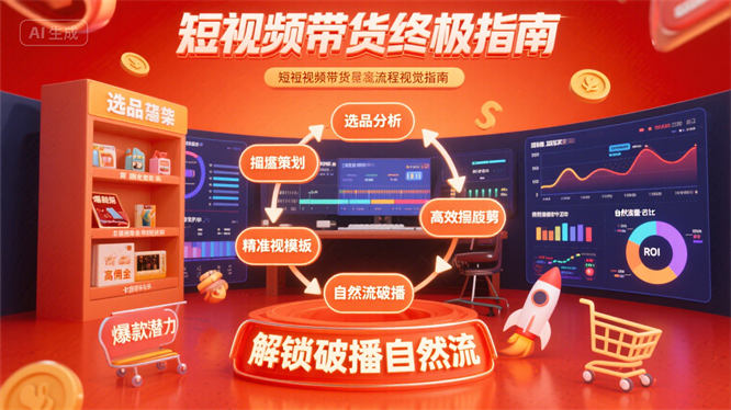 短视频带货终极指南，选品剪辑投流全闭环秘籍，解锁破播自然流-侠客资源