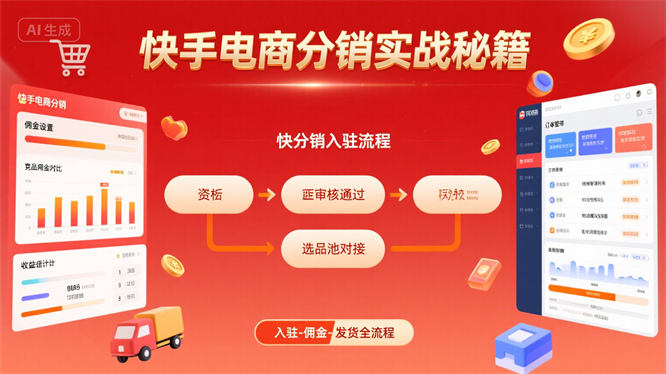 快手电商分销实战秘籍:快分销入驻、佣金设置与发货操作指南-侠客资源