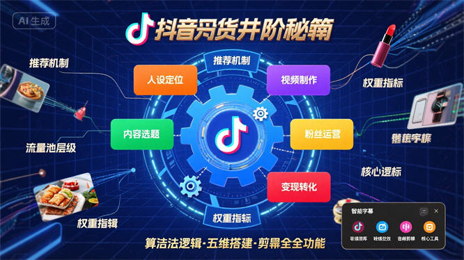 抖音带货进阶秘籍：揭秘算法底层逻辑，速学优质账号五维搭建与剪映全功能！-侠客资源