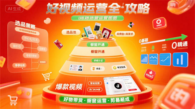 短视频运营全攻略：好物带货选品、橱窗开通到爆款视频制作+剪映速成指南-侠客资源