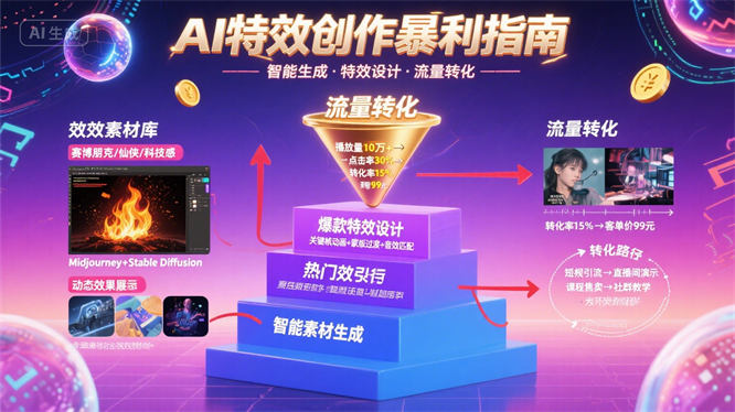 AI特效创作暴利指南：智能素材生成×爆款特效设计×流量精准转化三阶突破-侠客资源
