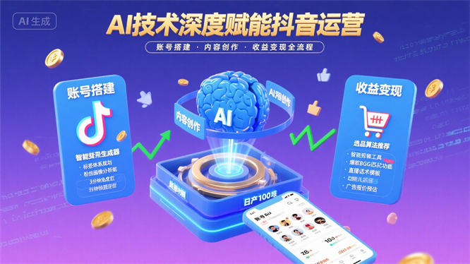 AI技术深度赋能抖音运营：全面覆盖账号搭建、内容创作与收益变现全流程-侠客资源