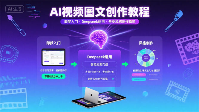 AI视频图文创作教程：即梦入门、Deepseek运用及各类风格制作指南-侠客资源