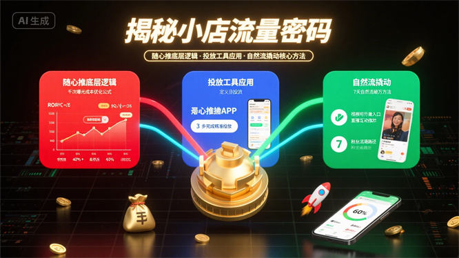 揭秘小店流量密码:随心推底层逻辑+投放工具应用+自然流撬动核心方法-侠客资源