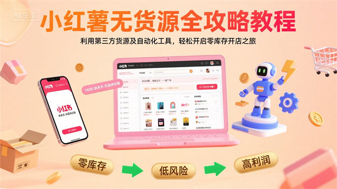 小红薯无货源全攻略教程:利用第三方货源及自动化工具,轻松开启零库存开店之旅-侠客资源