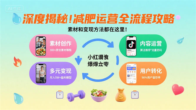 深度揭秘！减肥运营全流程攻略，素材和变现方法都在这里！-侠客资源
