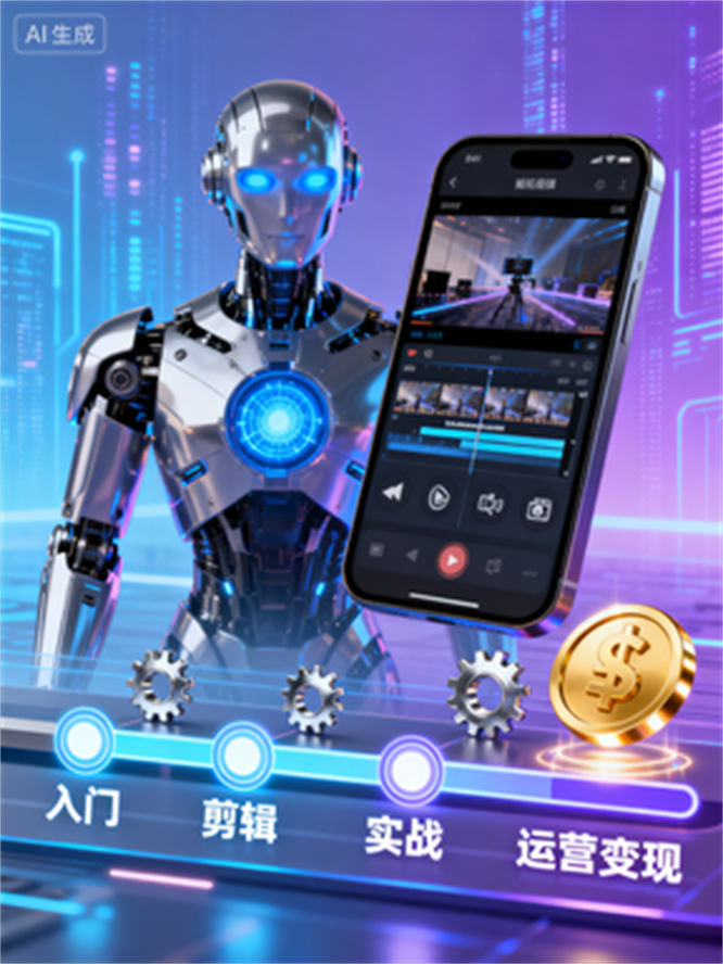 AI赋能短视频：涵盖入门、剪辑、实战、运营变现指南-侠客资源