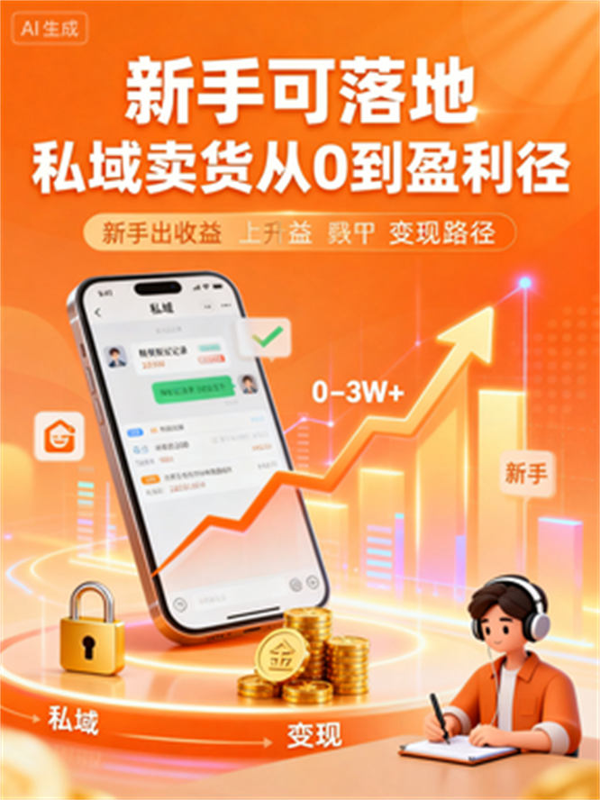 从0到月入3W+新手也能落地私域卖货，揭秘变现玩法-侠客资源