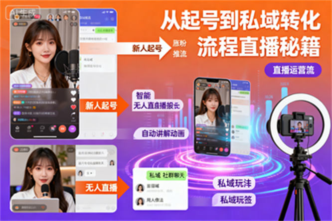 直播全流程秘籍：新人起号、无人直播、私域玩法全都有！-侠客资源