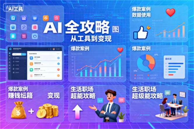 AI全攻略：涵盖工具使用、爆款案例、赚钱秘籍与生活职场超能攻略！-侠客资源