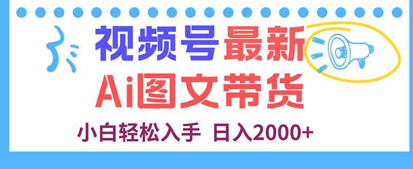 视频号最新AI图文带货，每天几分钟，小白轻松入手，日入2000+-侠客资源