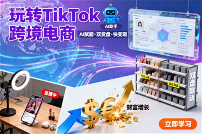 AI+TikTok短视频运营攻略，解锁跨境变现密码，双货盘实战助力财富增长-侠客资源