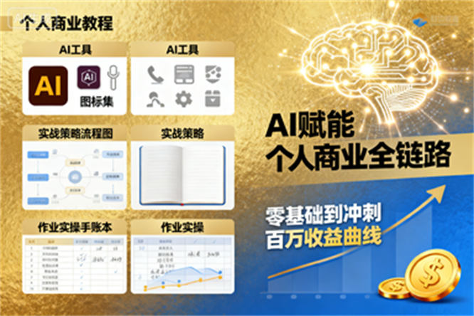 AI赋能个人商业：AI工具+实战策略+作业实操全解析，零基础冲刺百万收益-侠客资源