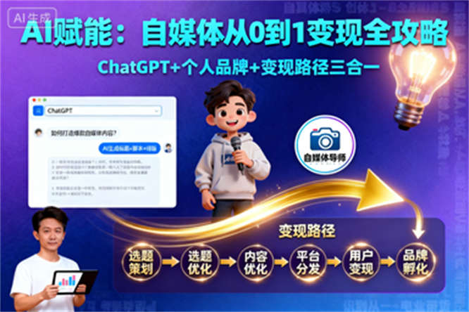 ChatGPT自媒体创作训练营：AI助力，打造个人品牌与变现之路-侠客资源