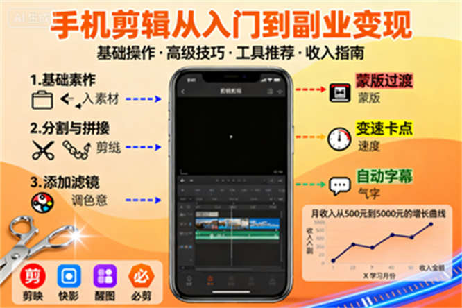 手机剪辑全攻略，涵盖基础、技巧与工具，实现副业增收-侠客资源