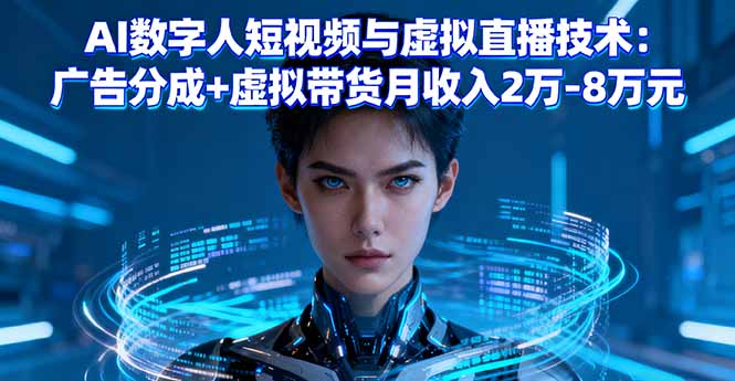 AI数字人短视频与虚拟直播技术：广告分成+虚拟带货月收入2万-8万元-侠客资源