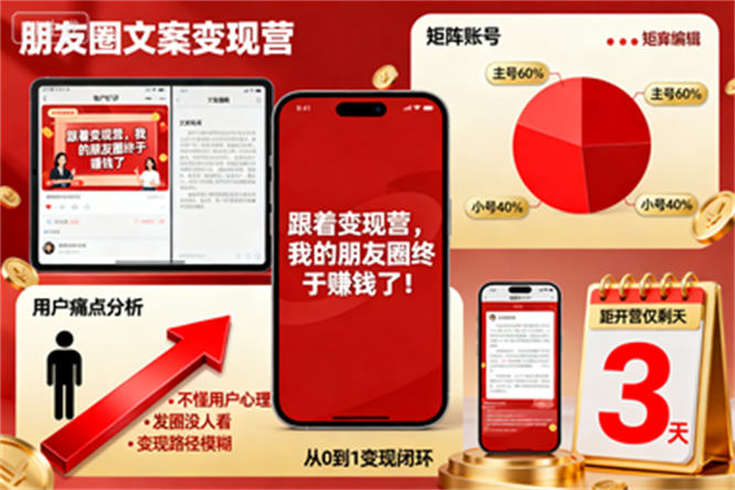 朋友圈文案变现营来袭,从矩阵布局到人性痛点,错过再难打造高转化朋友圈-侠客资源