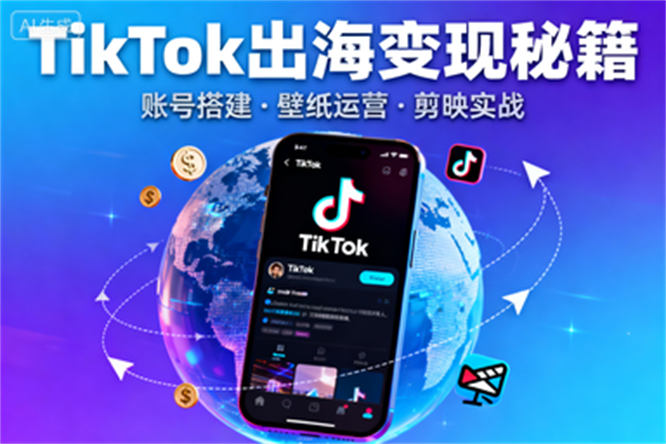 TikTok出海变现秘籍：账号搭建、壁纸运营与剪映实战技巧大揭秘-侠客资源