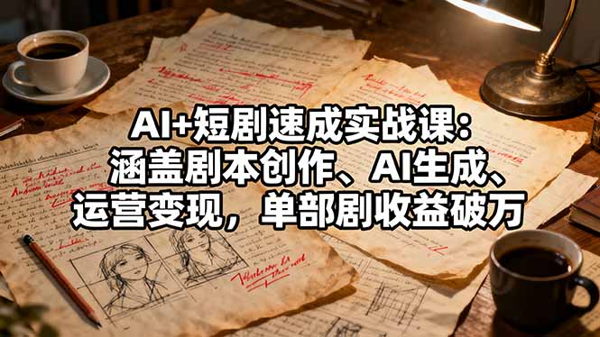 AI+短剧速成指南：高效搞定剧本创作、AI生成与运营变现，单部剧收益轻松破万！-侠客资源