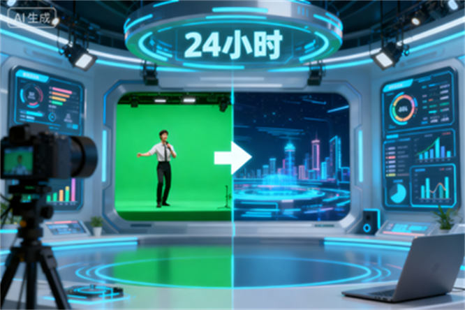 24小时不打烊！AI实景直播+数字人互动+绿幕特效：半无人模式躺赚全流程-侠客资源