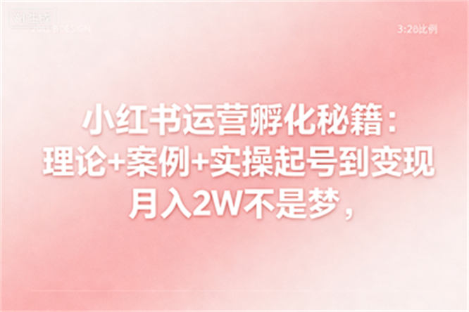 小红书运营孵化秘籍：理论+案例+实操起号到变现，月入2W不是梦-侠客资源