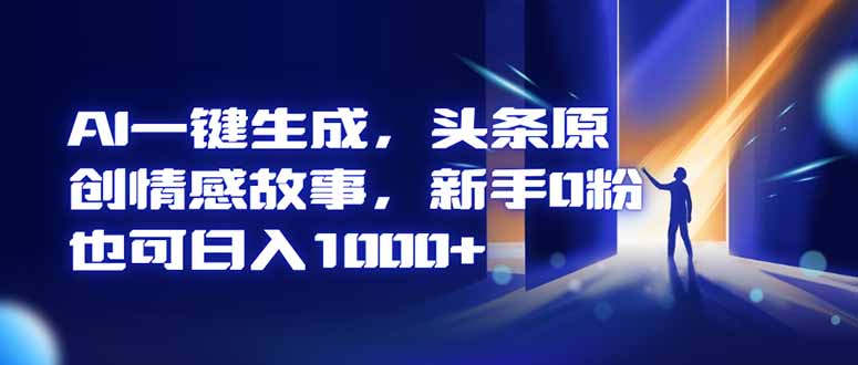 AI一键生成，头条原创情感故事，新手0粉也可日入1000+-侠客资源