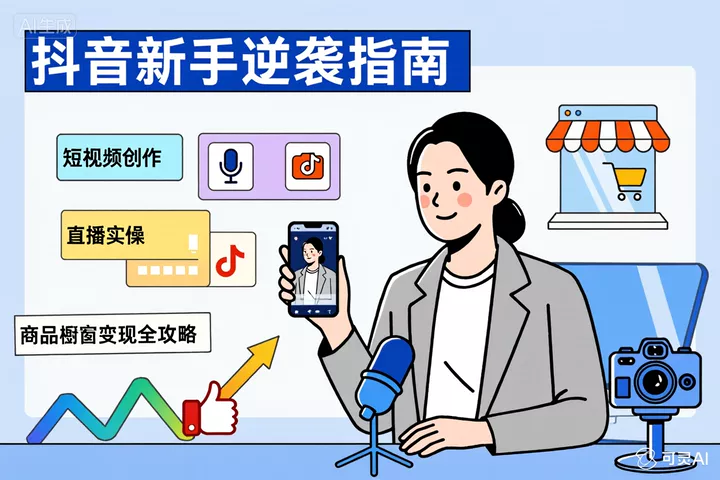 抖音新手逆袭指南：从短视频创作、直播实操、商品橱窗变现全攻略-侠客资源