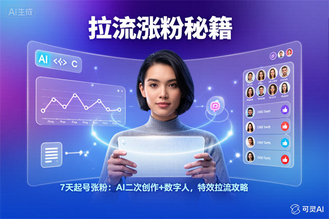 拉流涨粉秘籍：7天起号涨粉：AI二次创作+数字人、特效拉流攻略-侠客资源