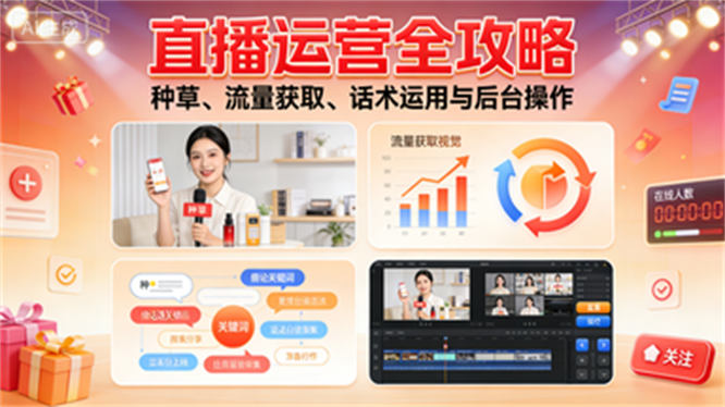直播运营全攻略：种草、流量获取、话术运用与后台操作-侠客资源