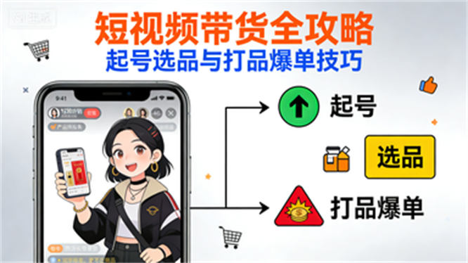 短视频带货全攻略：起号选品与打品爆单技巧-侠客资源