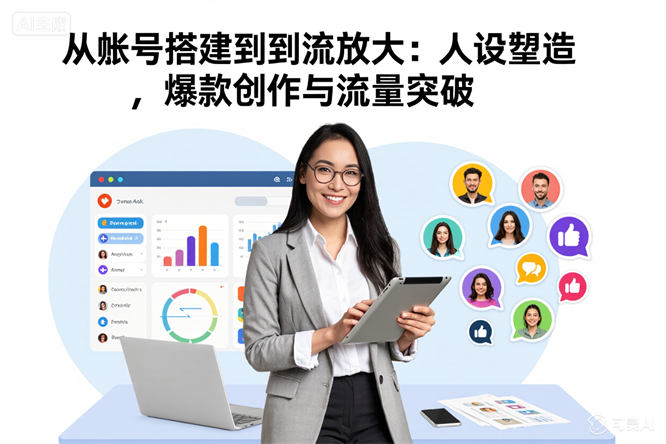 从账号搭建到流量放大:人设塑造、爆款创作与流量突破-侠客资源