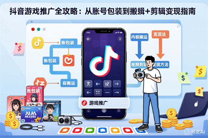 抖音游戏推广全攻略:从账号包装到搬运+剪辑变现指南-侠客资源