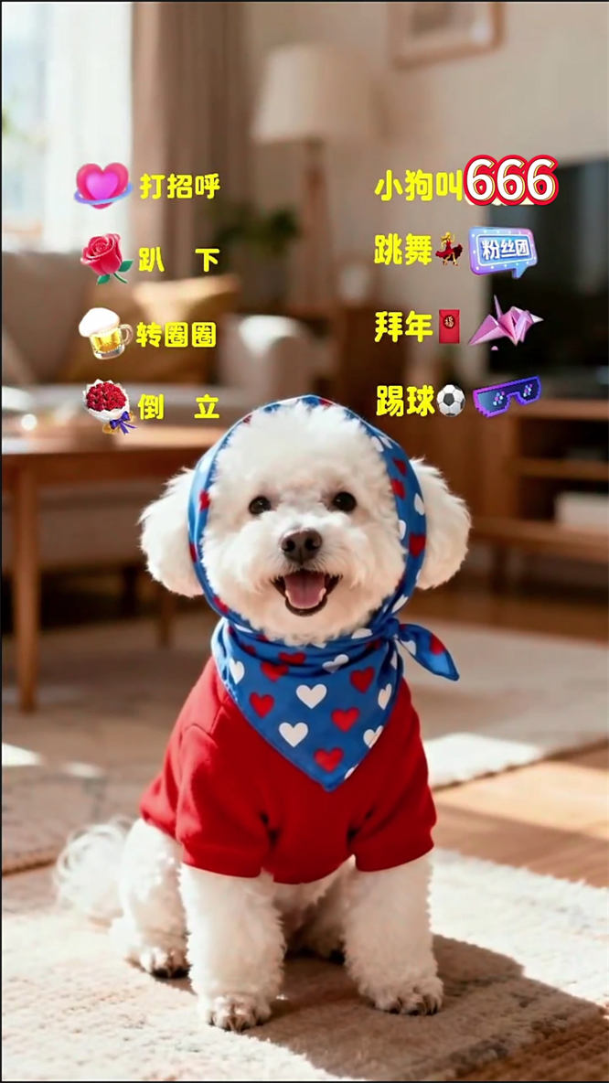 ai新泰迪小狗宠物无人直播，根据礼物做动作，无需出镜，热度不错，人气礼物嘎嘎猛-32互游
